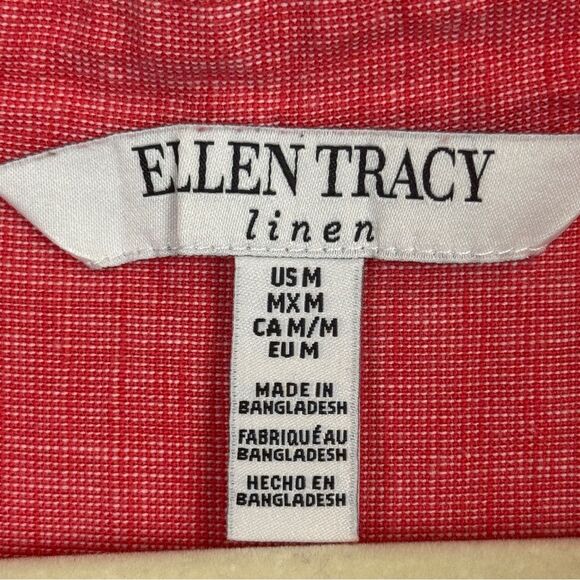 Ellen Tracy Red Linen Tunic Top M - Picture 3 of 9